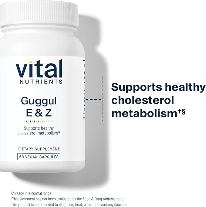 Vital Nutrients Guggul E & Z | Vegan Guggul Supplement | Cholesterol Supplement for Healthy LDL and Triglyceride Levels | Gluten, Dairy, Soy Free | Non-GMO | 60 Capsules