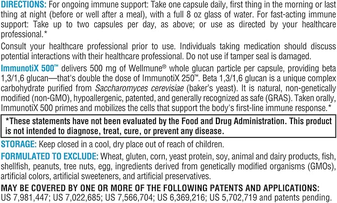 XYMOGEN ImmunotiX 500 - Supports Healthy Immune Function - Patented 1,3/1,6 Whole Glucan Particle Clinically Tested Worldwide - Beta-Glucan Derived from Saccharomyces cerevisiae (20 Capsules)