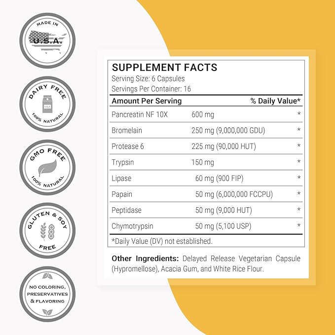 Supersmart Systemic Enzymes (High Potency) - with Bromelain, Protease, Lipase, Trypsin, Chymotrypsin, Peptidase, Pancreatin - Proteolytic Enzymes Complex | Non-GMO & Gluten Free - 100 DR Capsules