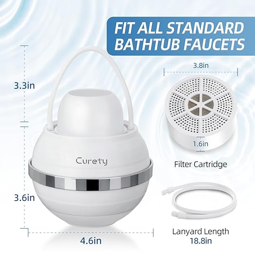 Bath Filter for Tub, Bath Water Filter for Eczema, Kinder Filter for Bathtub - Remove Contaminants,Chlorine and Fluoride, Hard Water Softener to Improves Skin and Hair