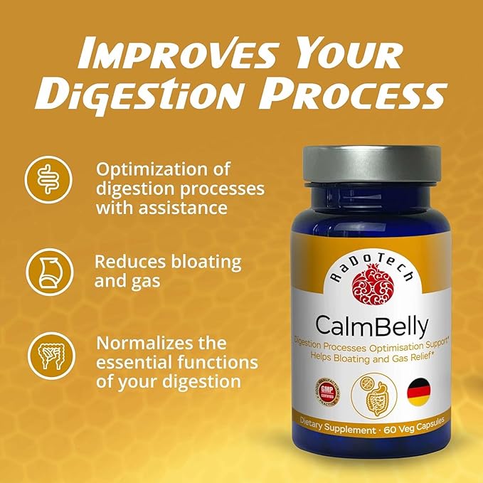 CalmBelly, Helps Normalize Digestive Processes Support Active Enzymes, Probiotics for Digestive Health Supplements for Women and Men, Formula for Overall Wellness 180 Count (Pack of 3)