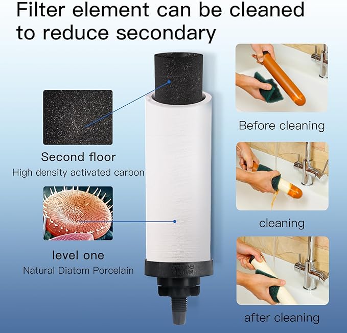 2PCS 7" Ceramic Filter, Replacement Filters Candle Activated Carbon for ProOne® Countertop Gravity Water Filter System, Household Water Bucket,Water Cooler Filtration Systems