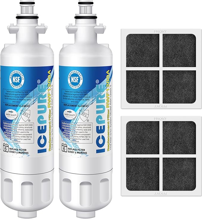 ICEPURE 46-9690 Replacement for LG LT700P ADQ36006101, Kenmore Elite 46 9690, LFXC24726S, 469690, ADQ36006102 LMXS27626S LFXS30766S Refrigerator Water Filter and LT120F Fresh Air Filter,2Combo