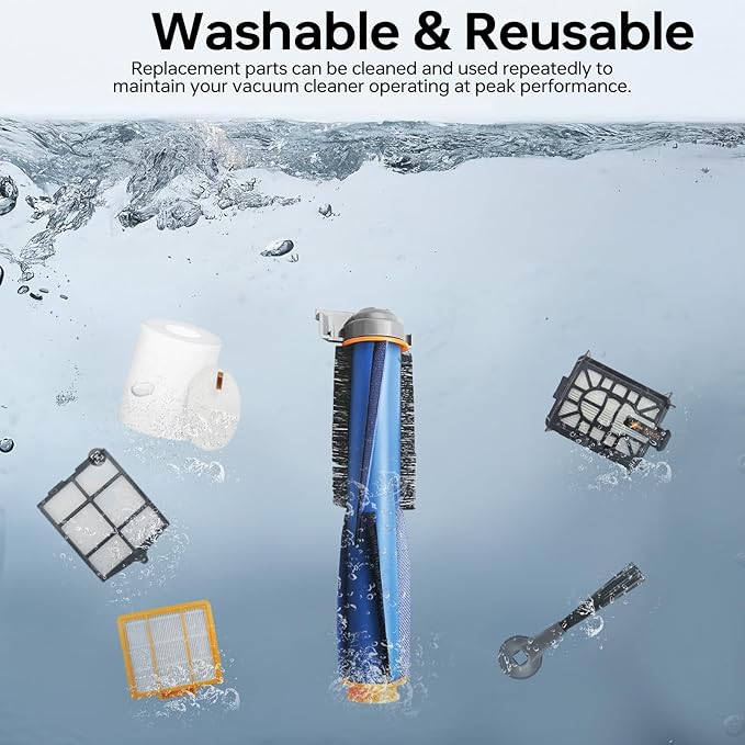 Replacement Parts Compatible with Shark AI AV2501S AV2511AE AV2501AE RV2502AE RV2610WA AV2510AOUS RV2520AOUS Robot Vacuum Cleaner, 2Main Brush, 4 motor pre-filters, 4Foam Filters, 8Side Brushes