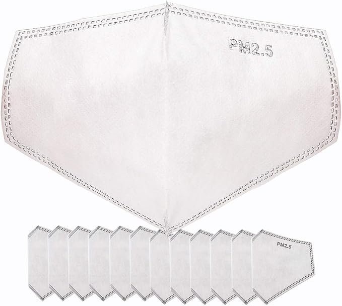 120PCS New Upgrade 3D PM2.5 Activated Carbon Filter Insert Adult Five Layers 3D Cutting PM 2.5 Filter Dustproof Air Pollution Replaceable Paper Larger Protection Area