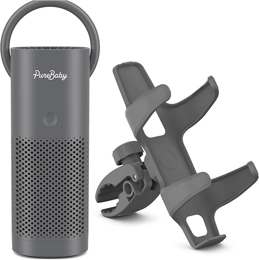 Pure Enrichment PureBaby On-the-Go Air Purifier - Portable Stroller Air Purifier & Adjustable Clamp for Car Seat, Crib, Bassinet & Playpen - True HEPA Filter Removes 99.97% of Allergens Around Baby