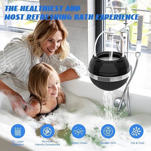 Bath Filter for Tub Faucet with 2 Filters, Bathtub Filter 10 Stages Water Filter 2,500 Gallons of Filtration Shower Water Filter Healthier Skin and Hair