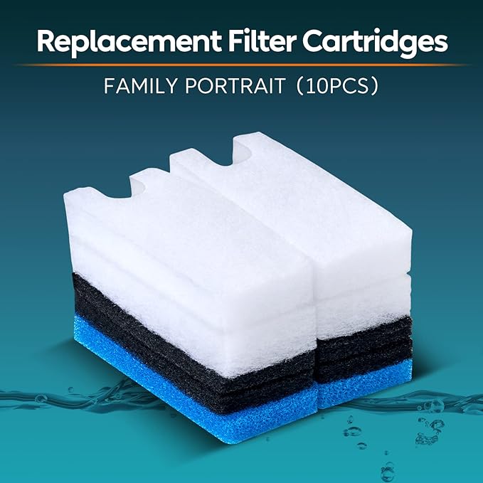 Hang on Back Aquarium Filter for 20-40 Gallon Fish Tank or Turtle Tank(180GPH),Ultra-Quiet Multi Stage Filtration Fish Tank Filters,Low Water Level Turtle Tank (Replacement Filter Cartridges)