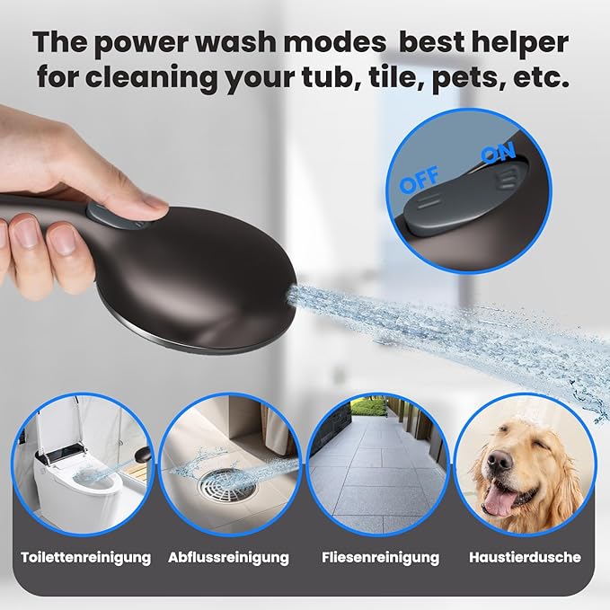 Filtered Shower Head with Handheld,7 Spray Settings High Pressure Showerhead Built in Power Wash to Clean Tub, Tile & Pet, Showerhead with Filters for Hard Water - Remove Chlorine, (Gray)