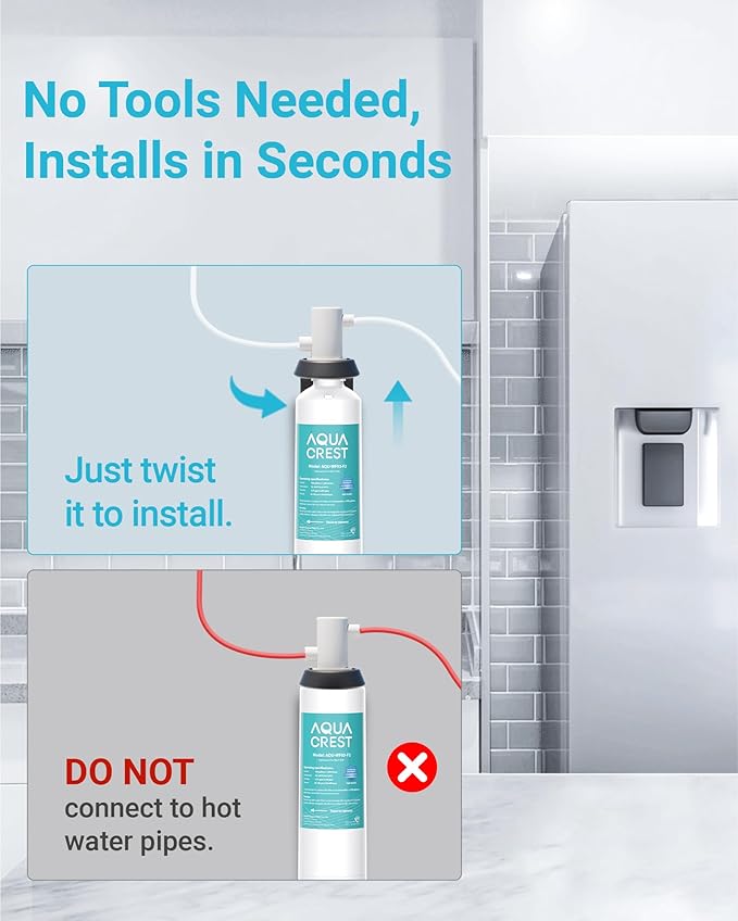 AQUA CREST F-2000 Water Filter, Replacement for InSinkErator® F-2000, F-1000, F-3000, Sub-Zero 4204490, 4290510 and AquaPure AP Easy C-Complete, Subzero Water Filter Replacement, NSF/ANSI 42,3 Packs
