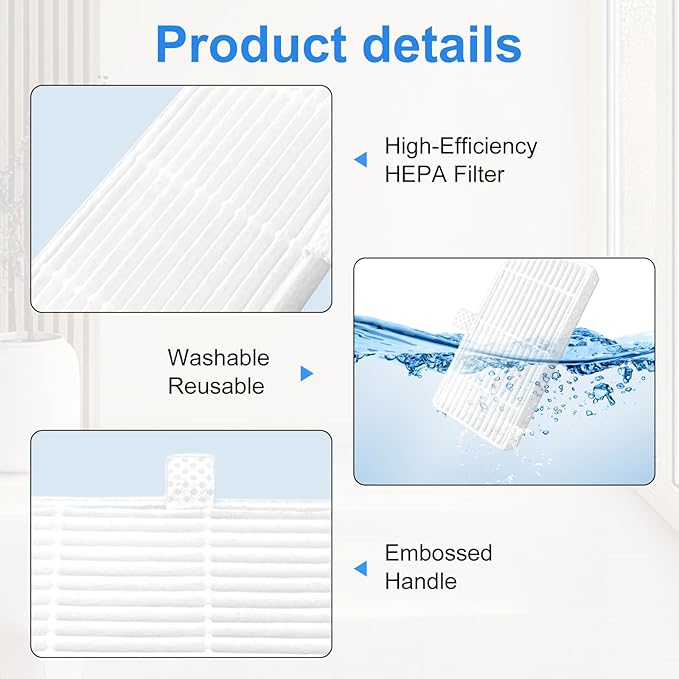 Filters For MAMNV BR150/BR151 For ZCWA BR150/BR151 For ONSON BR150/BR151 For GTTVO BR150/BR151 Robot Vacuum Cleaners, Vacuum Cleaner Filters Replacement Kits (3PCS)