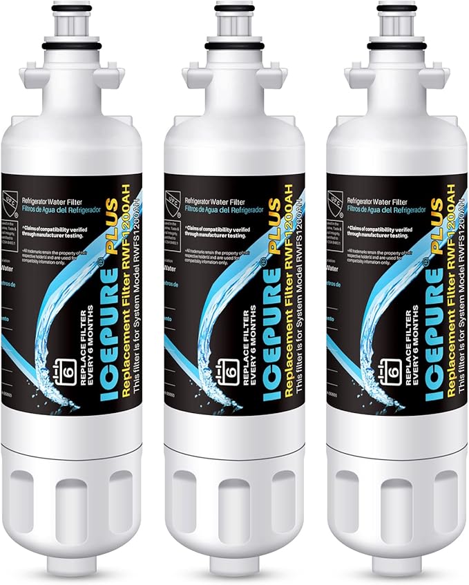 ICEPURE PLUS 46-9690 NSF53 Certified Replacement for LG LT700P ADQ36006101, Kenmore Elite 9690 ADQ36006102, LFX28979ST, RWF1200A, LFX25978ST, LFXS30766S, LFXC24726S Refrigerator Water Filter,3PACK