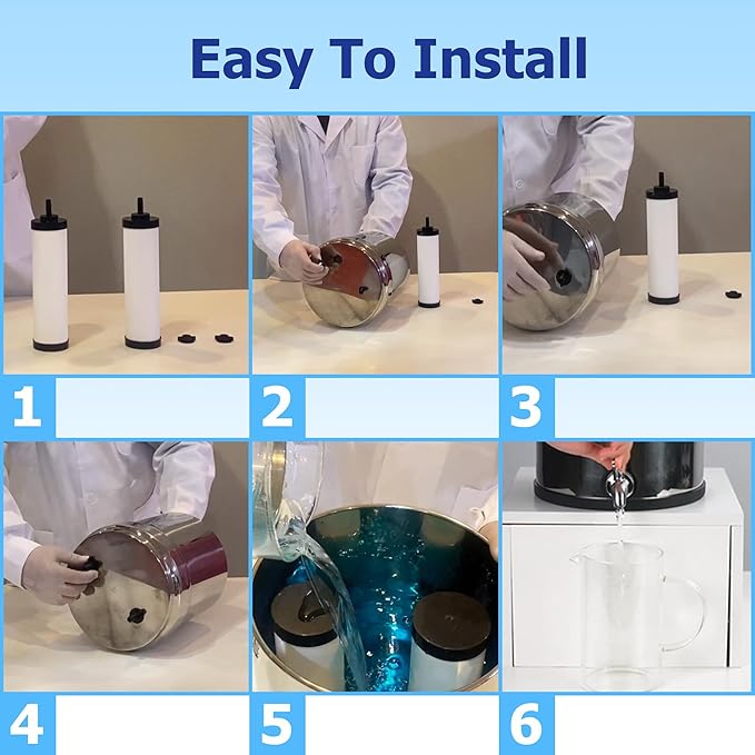 【Upgraded】Renami Ceramic Filter Silver Infused Replacement for BB9-2® Black Activated Carbon Filters, Compatible with Berkey® Travel, Large, Royal, Crown Series, Repeatable Cleaning Filters, Pack of 2