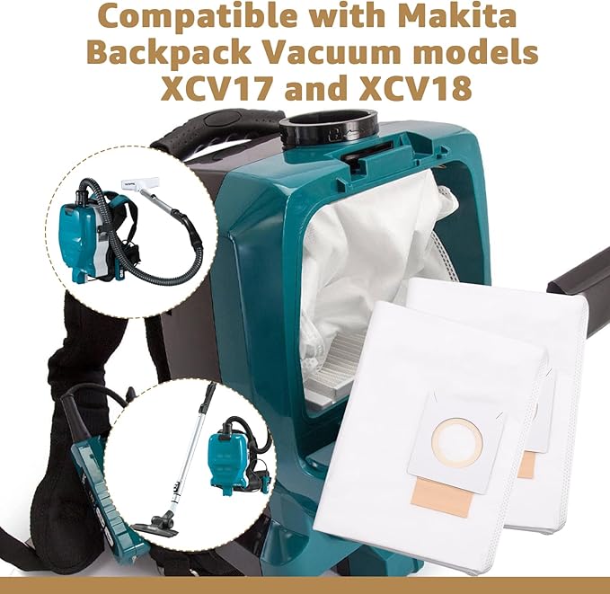 191C26-2 filter bag replacement - Compatible with XCV17/XCV18 18V X2 LXT makita vacuum bag Heavy-duty filtration, long-lasting durability-10-pack.