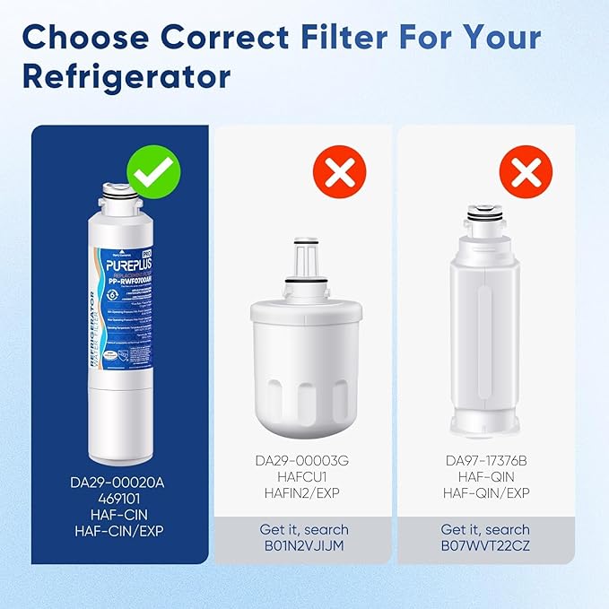 PUREPLUS DA29-00020B NSF/ANSI 53&42 Certified Replacement for SAMSUNG Fridge RF28HFEDTSR, RF263BEAESG, RF263BEAESR AA, HAF-CIN/EXP, RF28HMEDBSR/AA, RWF0700A Refrigerator Water Filter, 2PACK