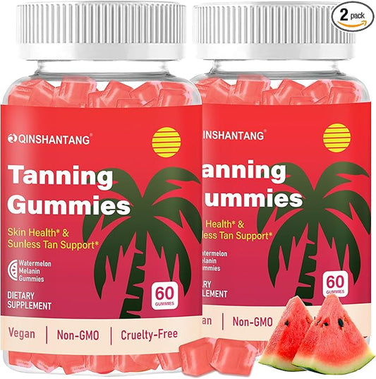 Tanning Gummies for Women, 2 Pack, Daily Skin Support Supplement, Sugar Free | Astaxanthin, L-tyrosine, Lycopene, Vitamin A | Radiant Skin & Antioxidant Support | Vegan, Non-GMO, 60 Servings