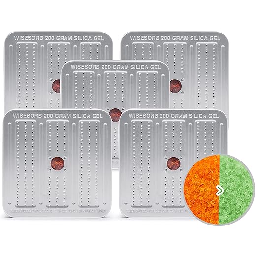 200 Gram 5 Pack Gun Safe Dehumidifier, Reusable Silica Gel Dehumidifier, Indicating Silica Gel Desiccant Canister (Orange to Green)