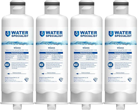 Waterspecialist DA97-17376B Replacement for Samsung HAF-QIN/EXP, HAF-QIN, DA97-08006C, RF28R7351SG, RF23M8070SR, RF23M8070SG, RF23M8090SG, RF28R7201SR, Refrigerator Water Filter (Pack of 4)