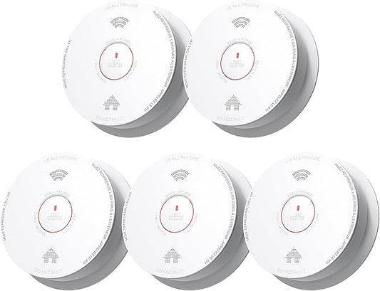 Smoke Detector Carbon Monoxide Detector Combo 10 Year Battery with Bilingual Voice Alerts,UL 217-9th Standard Fire Smoke & Carbon Monoxide Alarms for Home Standalone Model 5 Pack