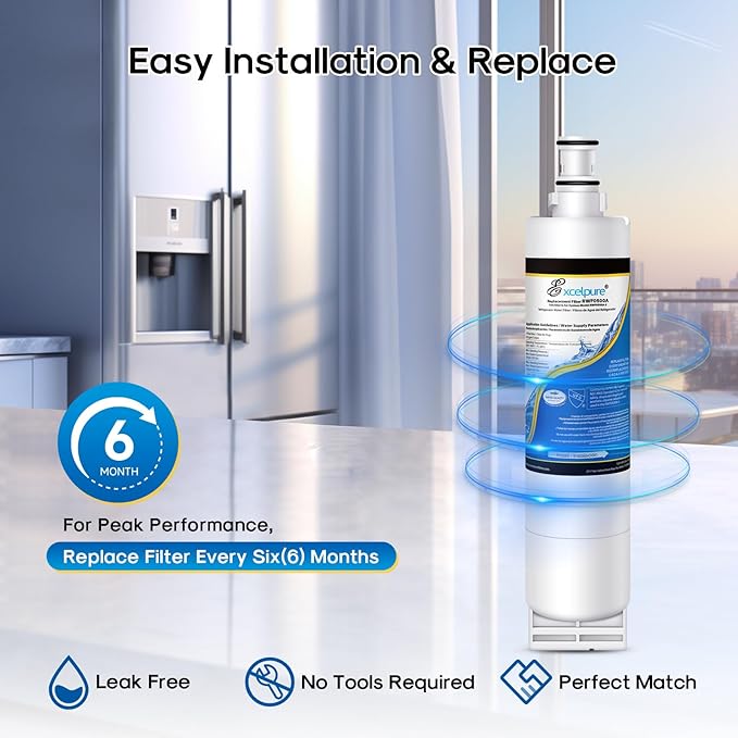 4396508 Refrigerator Water Filter, Replacement for EveryDrop FILTER 5, Whirlpool EDR5RXD1, 4396510 4396509 4392857, Kenmore 9010, NL240 LC400V WF285 R-9010 WF-NL300 WSW-1, 2PACK