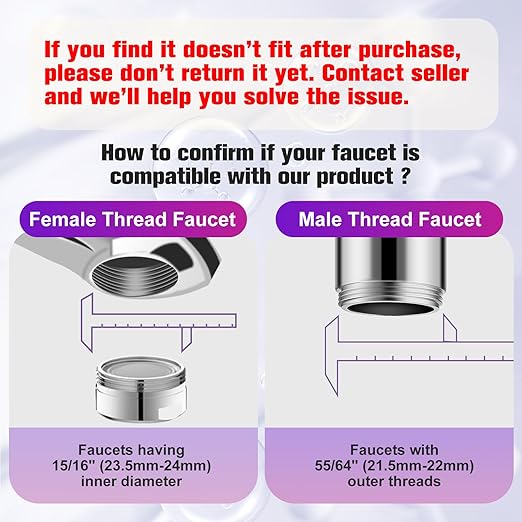 4 Modes Kitchen & Bathroom Water Filter for Sink Faucet with 2pcs Replacement Filters - 720° Rotating Sink Faucet Aerator for Skin Care - Hydrate & Brighten Skin with 15/16’’ Male Thread