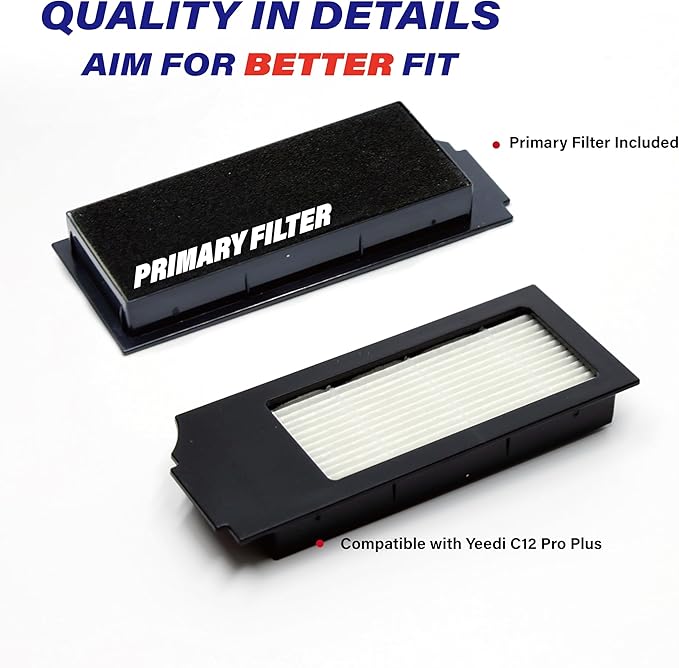 Robot Vacuum Replacement Parts Fit For Yeedi C12 Pro Plus, Replacement Accessories kit Fit For Yeedi C12 Plus(13PC- BRUSH ROLL& SWEEP& FILTER)