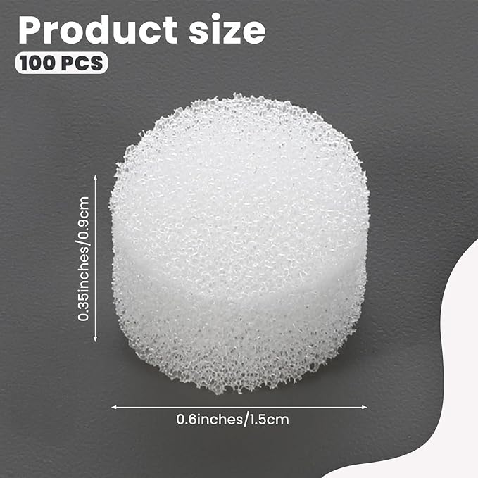 100 PCS Replacement Air Filter Sponge Nebulizer Filters Replacement Round Sponge Air Filter Replacements for Compressor System Accessories White