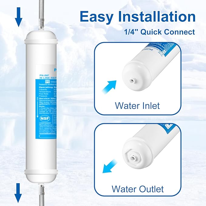 Under Sink Water Filtration System - Low Cost Replacement Water Filter for Ice Maker,Coffee Maker and Skin Care,Highly Effective Reduces Chlorine,Bad Taste&Odor,Good Choice for Home Bar and Bathroom
