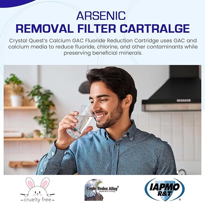 Crystal Quest Arsenic Water Filter Cartridge – Reduces Arsenic – Long Lasting, Easy to Install, High-Capacity, Steady 3 GPM Flow – Improves Water Quality for Home and Office - 4-5/8" x 20"