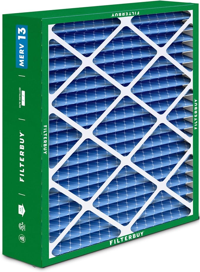 Filterbuy 20x25.25x3.5 Air Filter MERV 13 Optimal Defense (1-Pack), Pleated HVAC AC Furnace Air Filters Replacement for Aprilaire Space-Gard 102/2120 (Actual Size: 19.94 x 25.38 x 3.75 Inches)