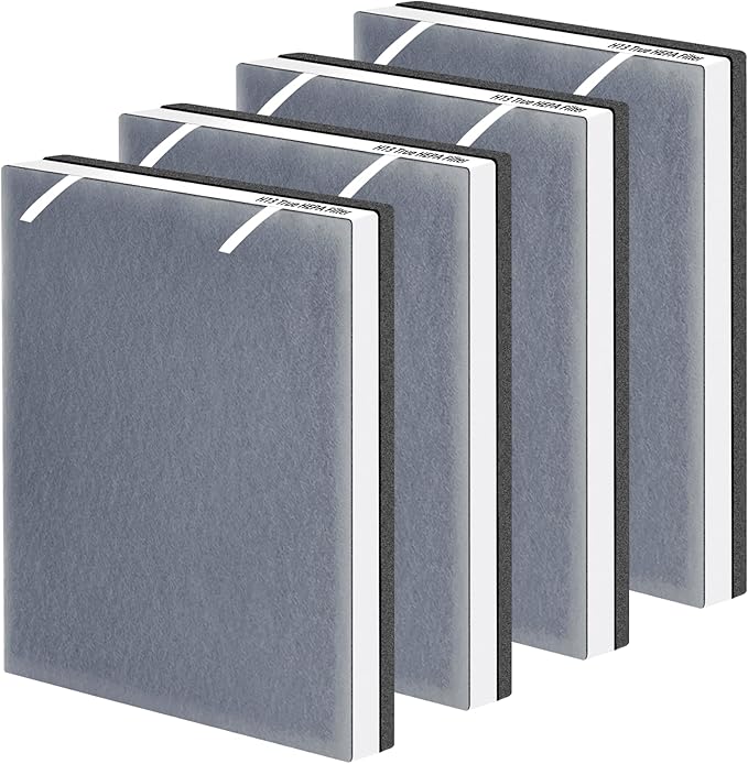 Vital 100 True HEPA Replacement Filter for LEVOIT Vital 100 Air Purifier,3-in-1 H13 HEPA High-Efficiency Activated Carbon Filter,Vital 100-RF,4 Pack,White