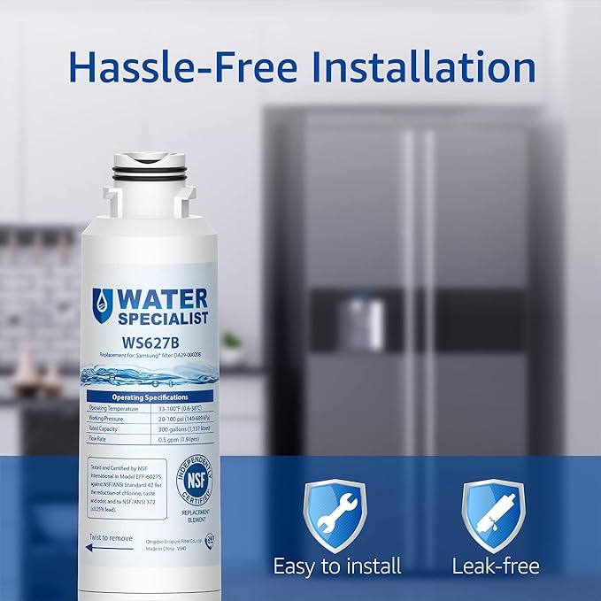 Waterspecialist DA29-00020B Replacement for Samsung Water Filter DA29-00020B, HAF-CIN/EXP, DA29-00020B-1, HDX FMS-2, RS25J500DSR, RF28HMEDBSR, RF263BEAESR, RF4287HARS, DA97-08006A-1, 2 Filters