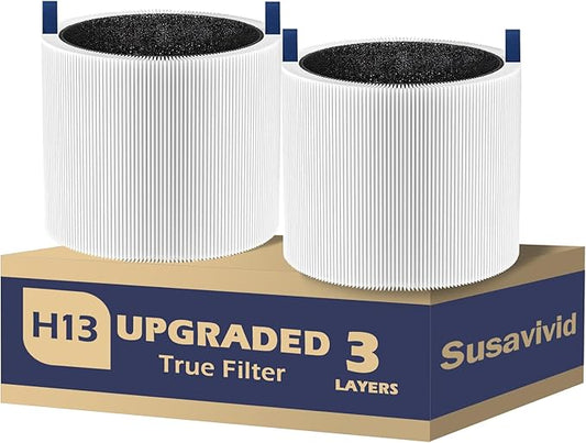 511 Air Filter Replacement Compatible with Blueair Blue Pure 511, 3-in-1 H13 Replacement Filter, Pre-Filter Activated Carbon for Blue 511 Air Purifier, 2 PC, White