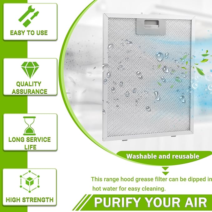 W10915369 Range Hood Filter replacement 5 Layer Aluminum Mesh Hood Grease Filter Fit for Whirlp Kitchen Exhaust Fan Jenn Air Kitchen Aid(1 Pack)