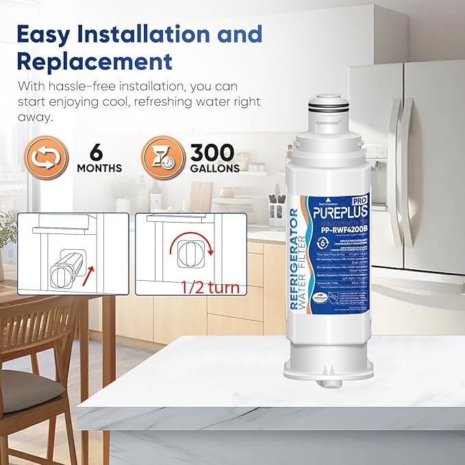 PUREPLUS DA97-17376B NSF 53&42 Certified Water Filter Replacement for Samsung HAF-QIN, HAF-QIN/EXP, DA97-08006C, RF23M8070SG, RF23M8070SR, RF23M8090SG, RF23M8090SR, RF23M8570SR Refrigerator, 2Pack