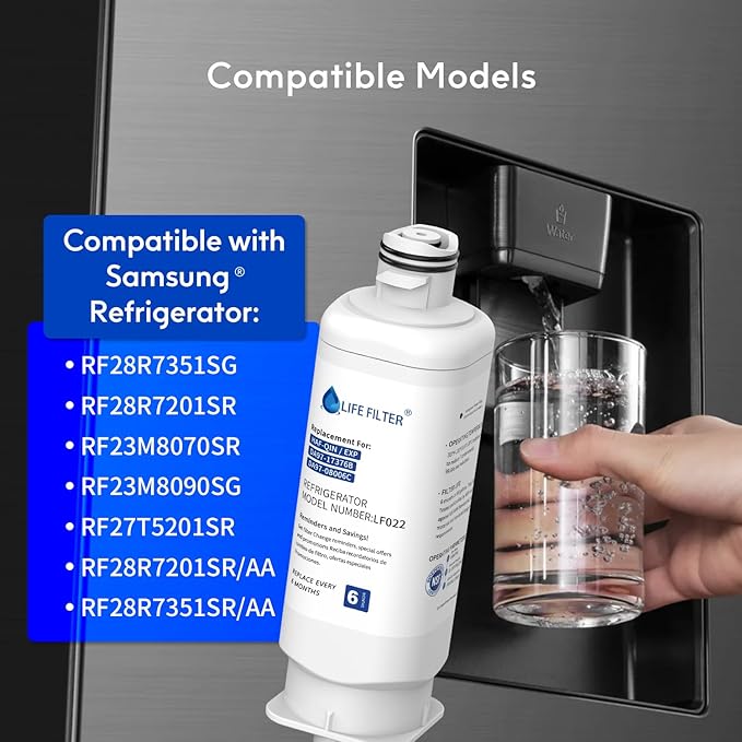 Lifefilter Replacement for DA97-17376B Water Filter, Compatible with HAF-QIN, HAF-QIN/EXP, DA97-08006C, RF23M8070SG, RF23M8070SR, RF23M8090SG, RF23M8090SR, RF23M8570SR, RF23M8590SG (3 Pack)