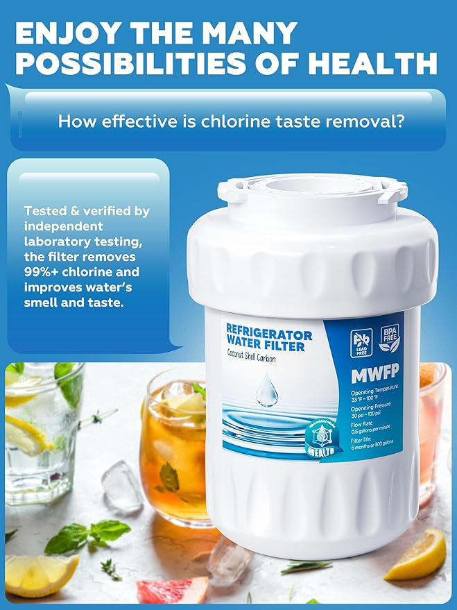 RWF0600A Water Filter, Fit for MWF GE Water Filter, GE MWF, SmartWater MWFP, MWFA, GWF, HDX FMG-1, WFC1201, RWF1060, 197D6321P006 and Kenmore 9991, 3packs By AVXBYR