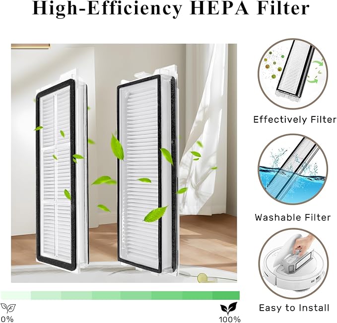 Accessories Kit for Roborock Qrevo S/Qrevo Plus/Qrevo Pro/Qrevo MaxV 【Not for Q Revo】Robot Vacuum, 2 Main Brush Roller, 4 Hepa Filters,4 Mop Pads, 4 Dust Bags, 6 Side Brush, 22 Pack Replacement Parts