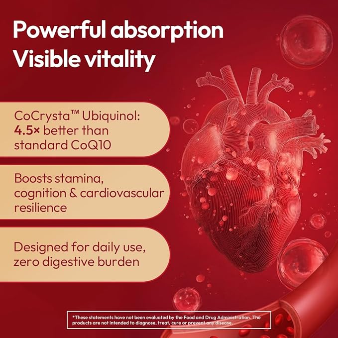 BIGVITA CoCrystal CoQ10 + 120 mg Ubiquinol – Ultra-Absorption Formula with PQQ, SOD & BioPerine – Supports Heart, Energy & Cellular Vitality – 60 Capsules - 2 Month Supply