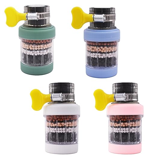 4 Pack Faucet Mount Filters,Faucet Water Filter for Kitchen,Purifier Kitchen Tap Filtration for Kitchen Bathroom with Activated Carbon Removes Chlorine Fluoride Heavy Metals Hard Water (Random Color)