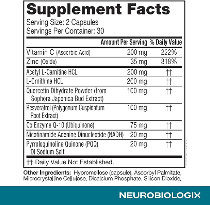 Mito Cell PQQ Supplement for Optimal Mitochondrial Support - Pyrroloquinoline Quinone Supplement to Promote Enhanced Energy & Performance & Cognitive Function - with CoQ10, NADH, Vitamin C & More