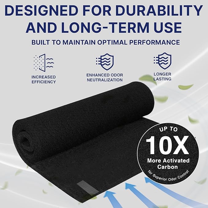 1/2" Thick Universal Cut-to-Fit Carbon Pre-Filter Pad - 16" x 50" - Compatible with Air Purifier, Air Conditioner, Refrigerator, Furnace, Dehumidifier