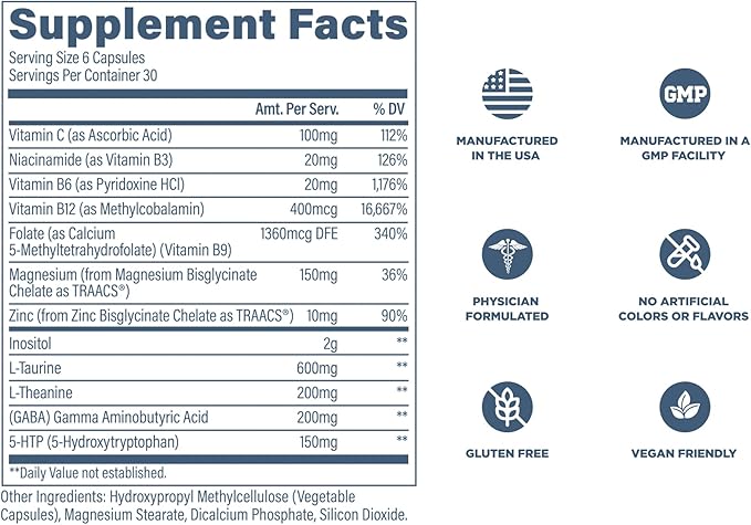 Revive MD Calm, Emotional Well-Being Support Supplement - Stress Management for Men & Women - Mood Enhancement Supplement Promotes Relaxation with L-Theanine, GABA & 5-HTP - 180 Capsules