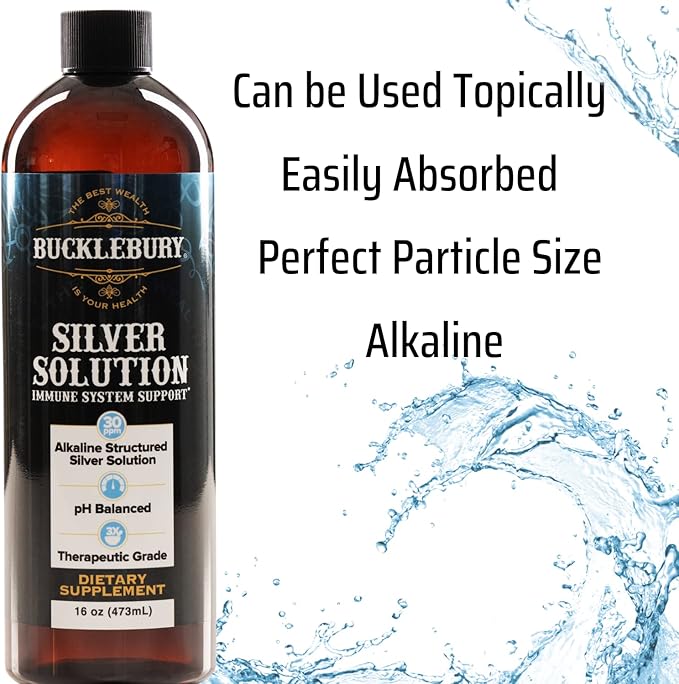 Silver Solution pH Balanced - Alkaline Structured Silver Solution Unflavored Liquid for Daily Immune Support - 30ppm Gluten Free - 16 oz