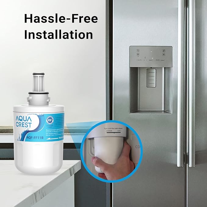 AQUA CREST DA29-00003G Refrigerator Water Filter, Replacement for Samsung DA29-00003G, DA29-00003B, DA29-00003A, Aqua-Pure Plus, HAFCU1, RFG237AARS, FMS-1, RS22HDHPNSR, RSG257AARS, WSS-1 (1 Pack)