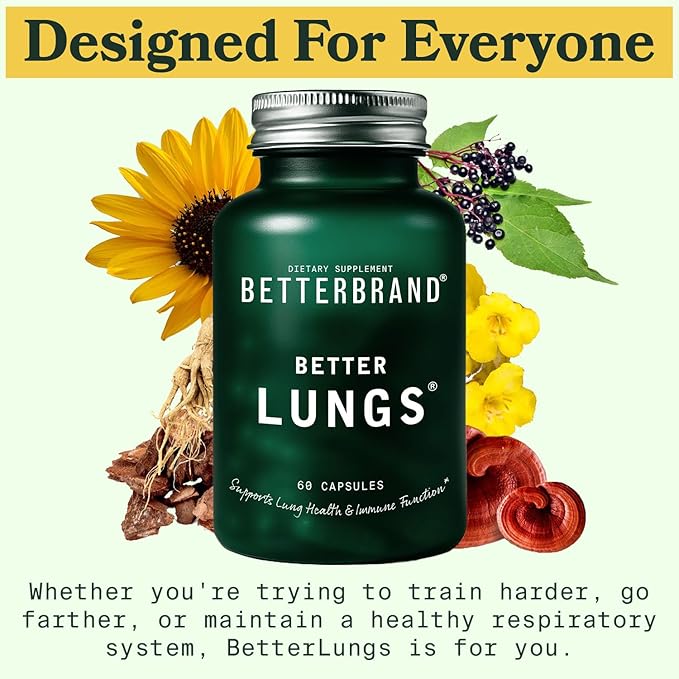 Betterbrand Mullein Leaf Extract for Lungs – Lung Support with Elderberry, Vitamin D, Ginseng & Reishi – Healthy Flow Cleanse & Immune Support– 60 Capsules
