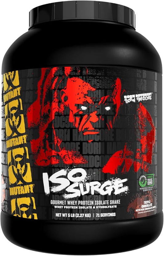 Mutant ISO Surge Whey Protein Isolate Powder Acts Fast to Help Recover, Build Muscle, Bulk and Strength, 5 lb - Triple Chocolate
