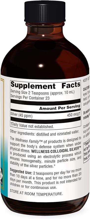 Source Naturals Wellness Colloidal Silver 45 ppm, Supports Physical Well Being* - 8 Fluid oz
