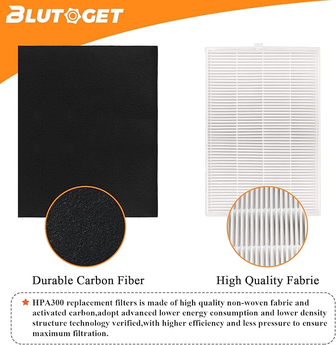 3 Pack HPA300 HEPA Filter Replacement for Honeywell Air Purifiers Filter HPA300 HPA200 HPA100 Series &Filter R-Replace HRF-R3 & HRF-R2 &HRF-R1&HRF-AP1-6 Pack Activated Carbon Pre-Filter by Blutoget