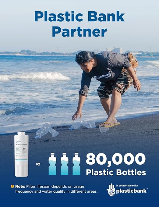 NOVETE Under Sink Water Filter System, Upgraded 30,000 Gallons, NSF/ANSI 42 & 372 Certified, Reduces 99% Chlorine, Lead, PFOA/PFOS, Bad Taste & Odor, Direct Connect to Kitchen Faucet, UWF0A-PC, White